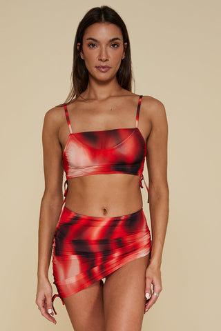 Front pose #2 of Trade Winds in Hadal High Waist paired with matching Auger Bralette Bikini Top