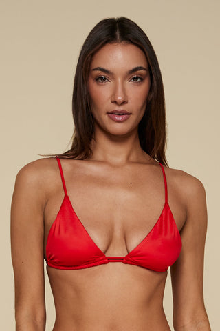 Front pose #1 of Setting Sun Red in Kameryn Bikini Top